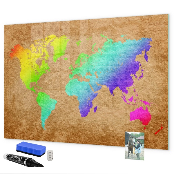 Magnetická popisovateľná tabuľa Farebná mapa s miestami na fotenie
