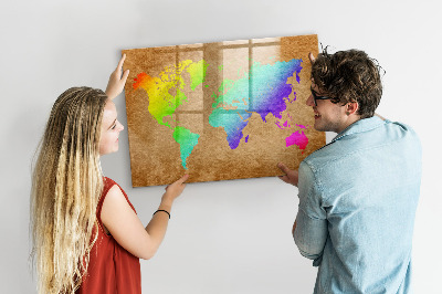 Magnetická popisovateľná tabuľa Farebná mapa s miestami na fotenie