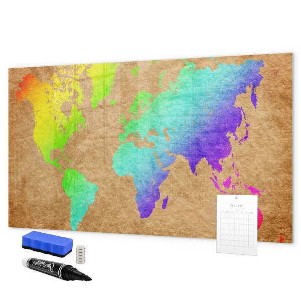 Magnetická popisovateľná tabuľa Farebná mapa s miestami na fotenie