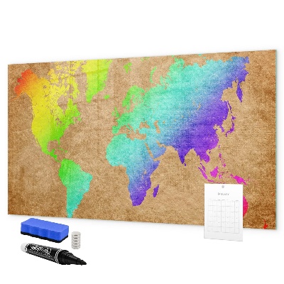 Magnetická popisovateľná tabuľa Farebná mapa s miestami na fotenie