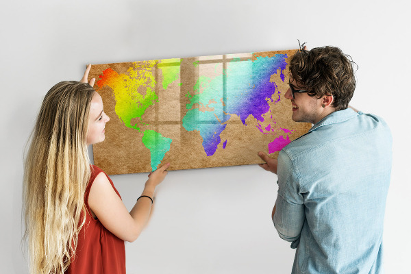 Magnetická popisovateľná tabuľa Farebná mapa s miestami na fotenie