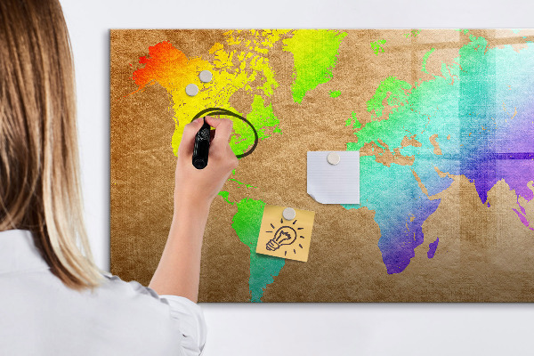 Magnetická popisovateľná tabuľa Farebná mapa s miestami na fotenie
