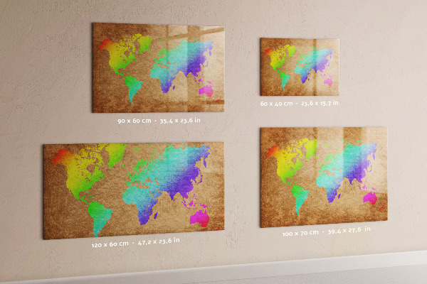 Magnetická popisovateľná tabuľa Farebná mapa s miestami na fotenie