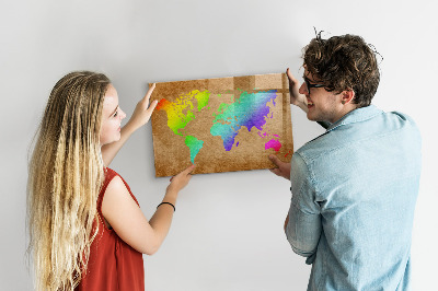 Magnetická popisovateľná tabuľa Farebná mapa s miestami na fotenie