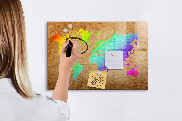 Magnetická popisovateľná tabuľa Farebná mapa s miestami na fotenie