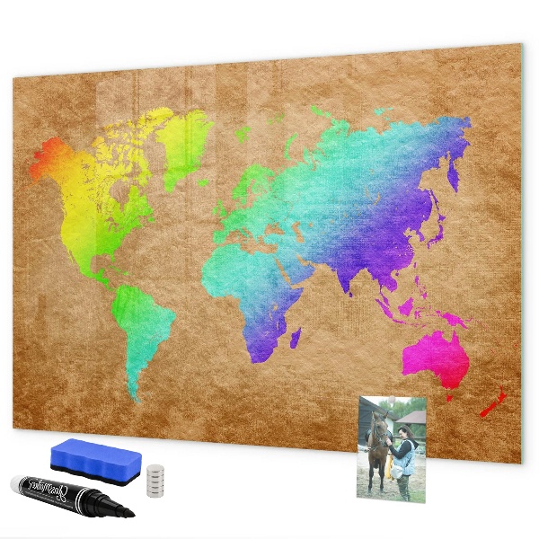 Magnetická popisovateľná tabuľa Farebná mapa s miestami na fotenie