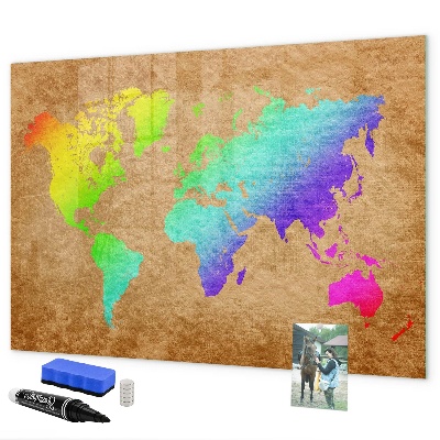 Magnetická popisovateľná tabuľa Farebná mapa s miestami na fotenie