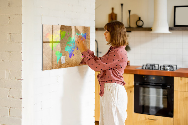 Magnetická popisovateľná tabuľa Farebná mapa s miestami na fotenie
