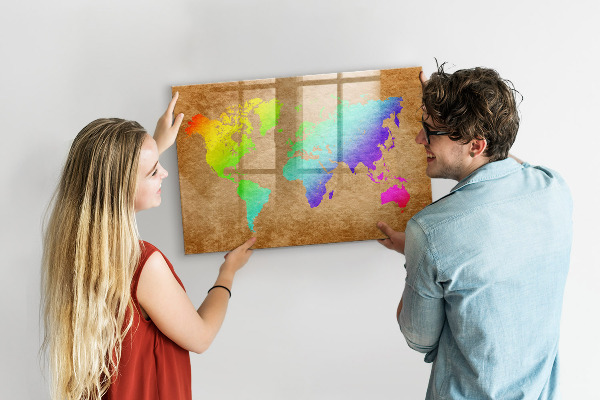 Magnetická popisovateľná tabuľa Farebná mapa s miestami na fotenie