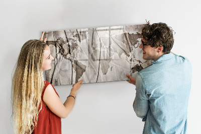 Magnetická popisovateľná tabuľa Mapa sveta s fotografiami a príslušenstvom