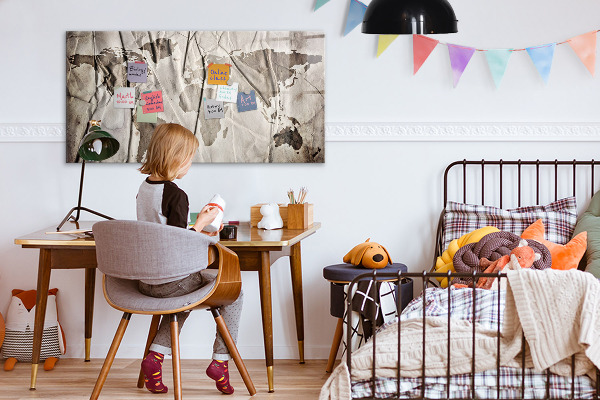 Magnetická popisovateľná tabuľa Mapa sveta s fotografiami a príslušenstvom