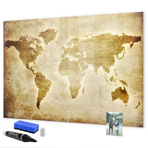 Magnetická popisovateľná tabuľa Mapa sveta s osobnými spomienkami