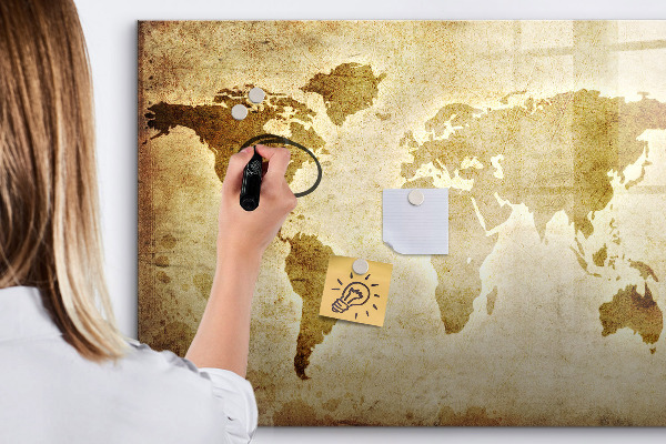 Magnetická popisovateľná tabuľa Mapa sveta s osobnými spomienkami