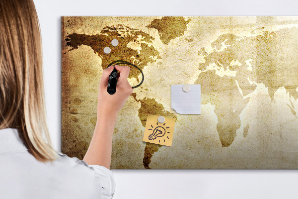 Magnetická popisovateľná tabuľa Mapa sveta s osobnými spomienkami