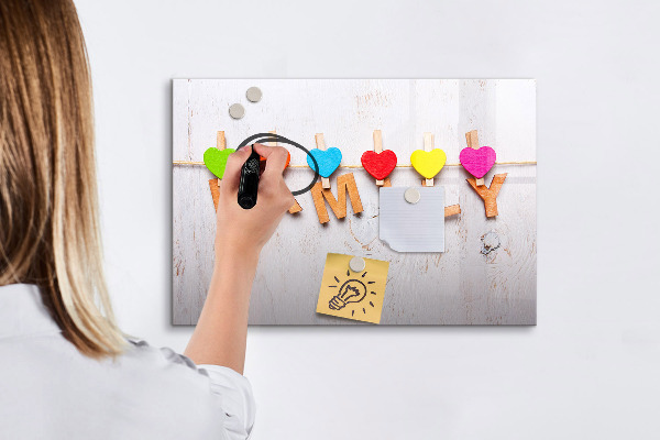 Magnetická popisovateľná tabuľa Farebné spomienky na šnúre fotografií