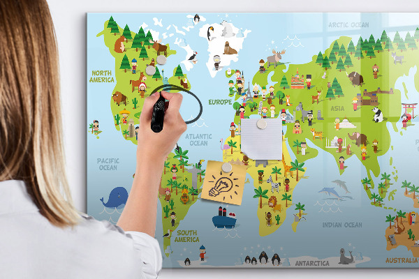Kresliaca magnetická tabuľa Interaktívna mapa sveta s fotografiami