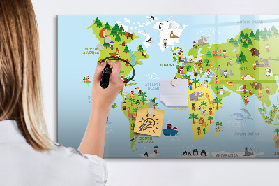 Kresliaca magnetická tabuľa Interaktívna mapa sveta s fotografiami