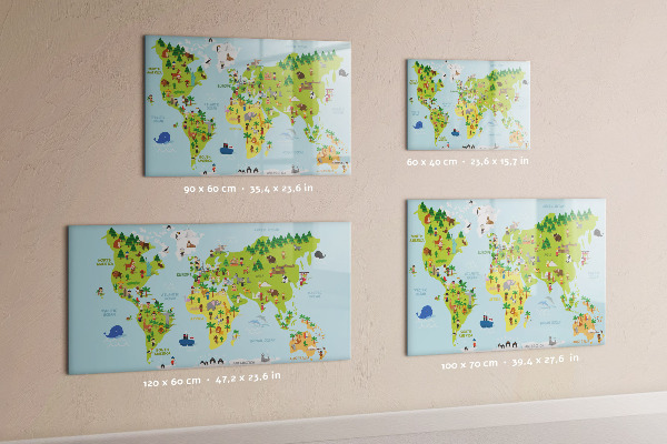 Kresliaca magnetická tabuľa Interaktívna mapa sveta s fotografiami
