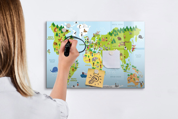 Kresliaca magnetická tabuľa Interaktívna mapa sveta s fotografiami