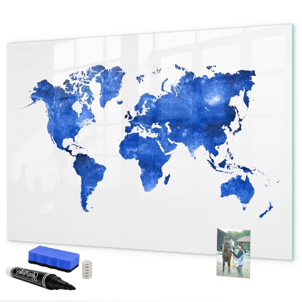 Magnetická popisovateľná tabuľa Mapa sveta s miestami fotenia