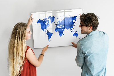 Magnetická popisovateľná tabuľa Mapa sveta s miestami fotenia