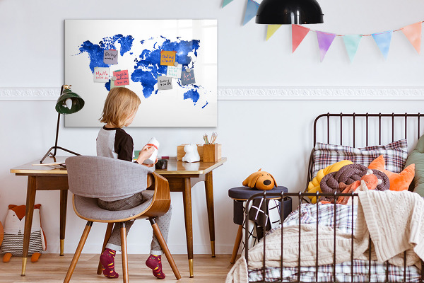 Magnetická popisovateľná tabuľa Mapa sveta s miestami fotenia