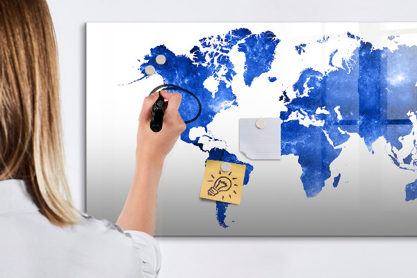 Magnetická popisovateľná tabuľa Mapa sveta s miestami fotenia