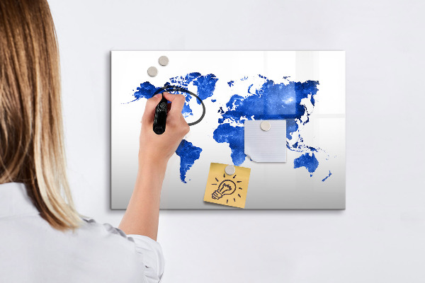 Magnetická popisovateľná tabuľa Mapa sveta s miestami fotenia