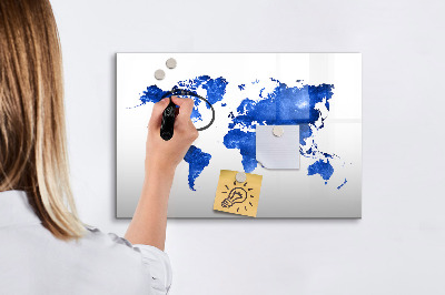Magnetická popisovateľná tabuľa Mapa sveta s miestami fotenia
