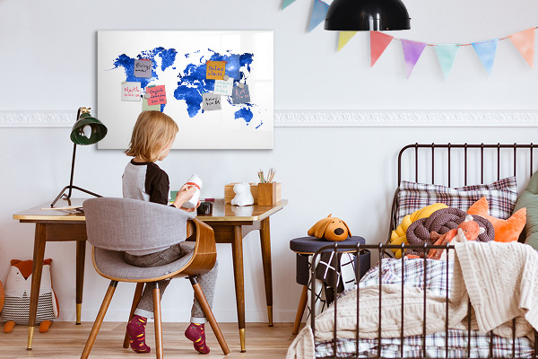 Magnetická popisovateľná tabuľa Mapa sveta s miestami fotenia
