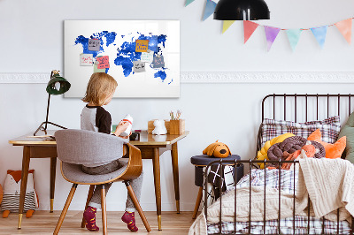 Magnetická popisovateľná tabuľa Mapa sveta s miestami fotenia