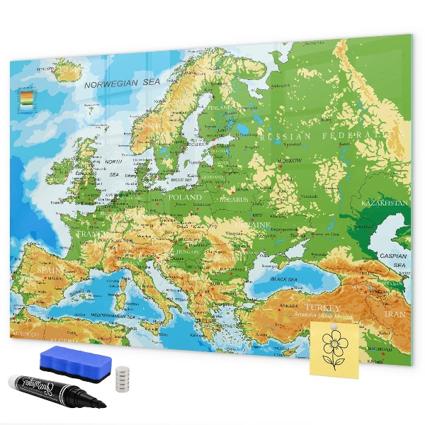 Kresliaca magnetická tabuľa Mapa Európy pre osobné spomienky
