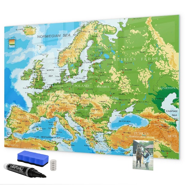 Kresliaca magnetická tabuľa Mapa Európy pre osobné spomienky