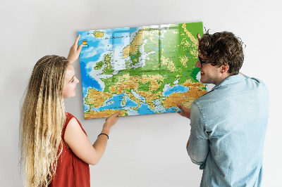 Kresliaca magnetická tabuľa Mapa Európy pre osobné spomienky