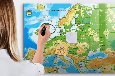 Kresliaca magnetická tabuľa Mapa Európy pre osobné spomienky