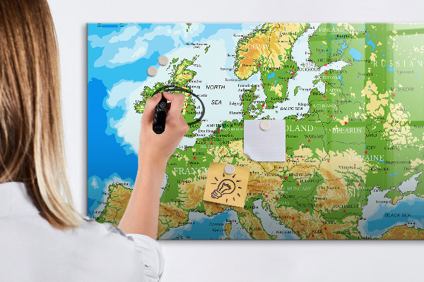 Kresliaca magnetická tabuľa Mapa Európy pre osobné spomienky