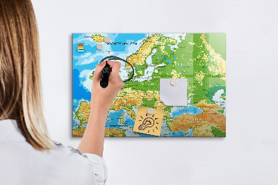 Kresliaca magnetická tabuľa Mapa Európy pre osobné spomienky