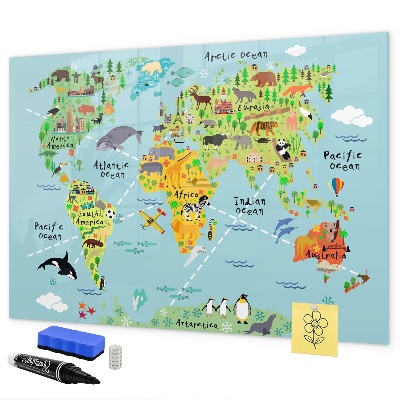 Magnetická popisovateľná tabuľa Mapa sveta s miestami fotenia