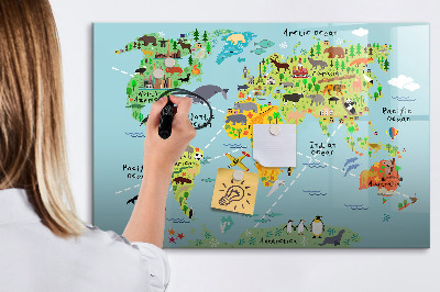 Magnetická popisovateľná tabuľa Mapa sveta s miestami fotenia