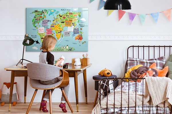 Magnetická popisovateľná tabuľa Mapa sveta s miestami fotenia