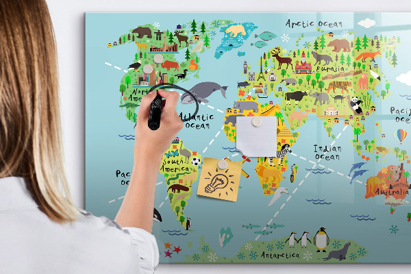 Magnetická popisovateľná tabuľa Mapa sveta s miestami fotenia