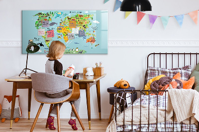 Magnetická popisovateľná tabuľa Mapa sveta s miestami fotenia