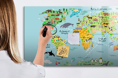 Magnetická popisovateľná tabuľa Mapa sveta s miestami fotenia