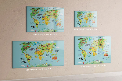 Magnetická popisovateľná tabuľa Mapa sveta s miestami fotenia