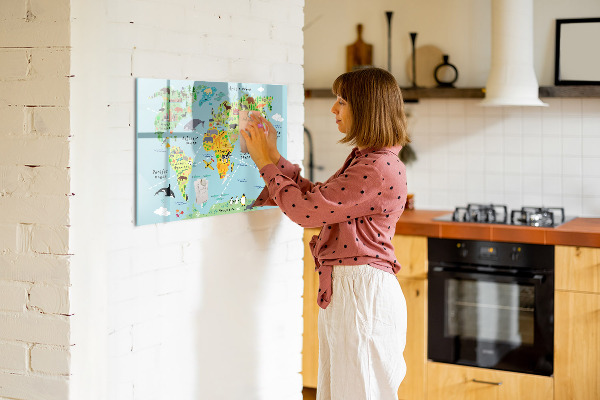 Magnetická popisovateľná tabuľa Mapa sveta s miestami fotenia