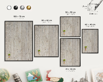 Magnetická dekoračná tabuľa na stenu v čiernej rame Drevená textúra