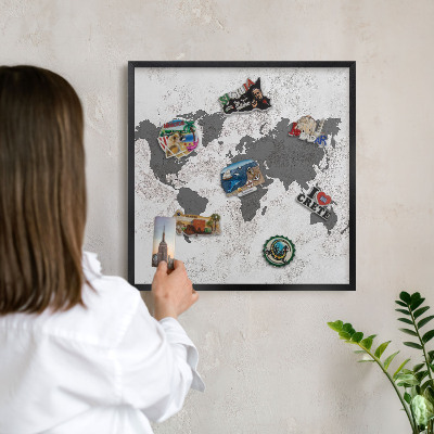 Tabula na magnetky na stenu čierna rama Mapa sveta
