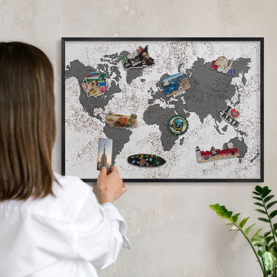 Tabula na magnetky na stenu čierna rama Mapa sveta