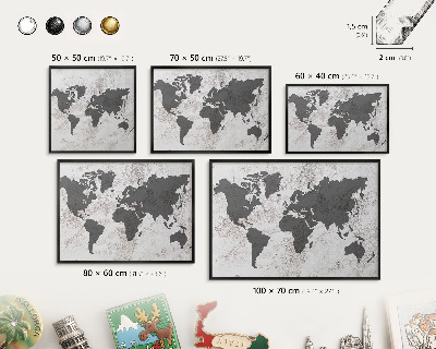 Tabula na magnetky na stenu čierna rama Mapa sveta