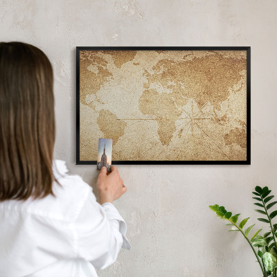 Tabula na magnetky na stenu čierna rama Stará mapa